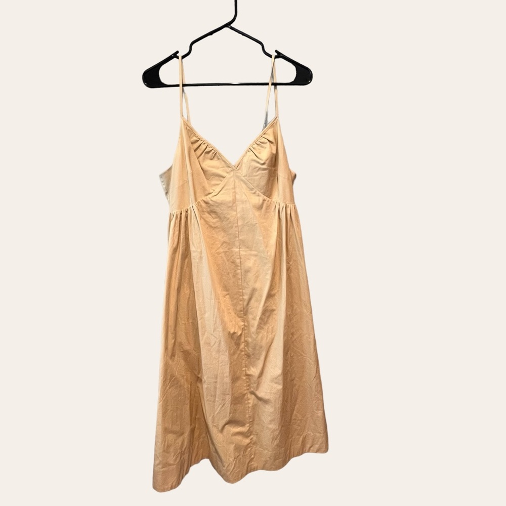 Gap | Khaki Cotton Spaghetti Strap V Neck Midi Dress | Size L | NWT